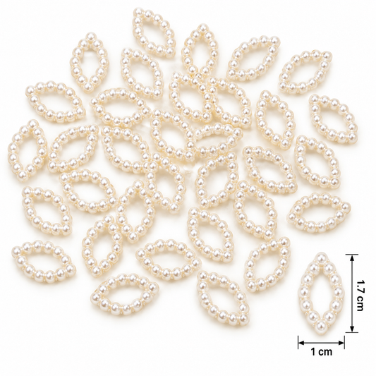 Leaf Pearl Ring Craft Embellishment – Approx. 30 Pieces