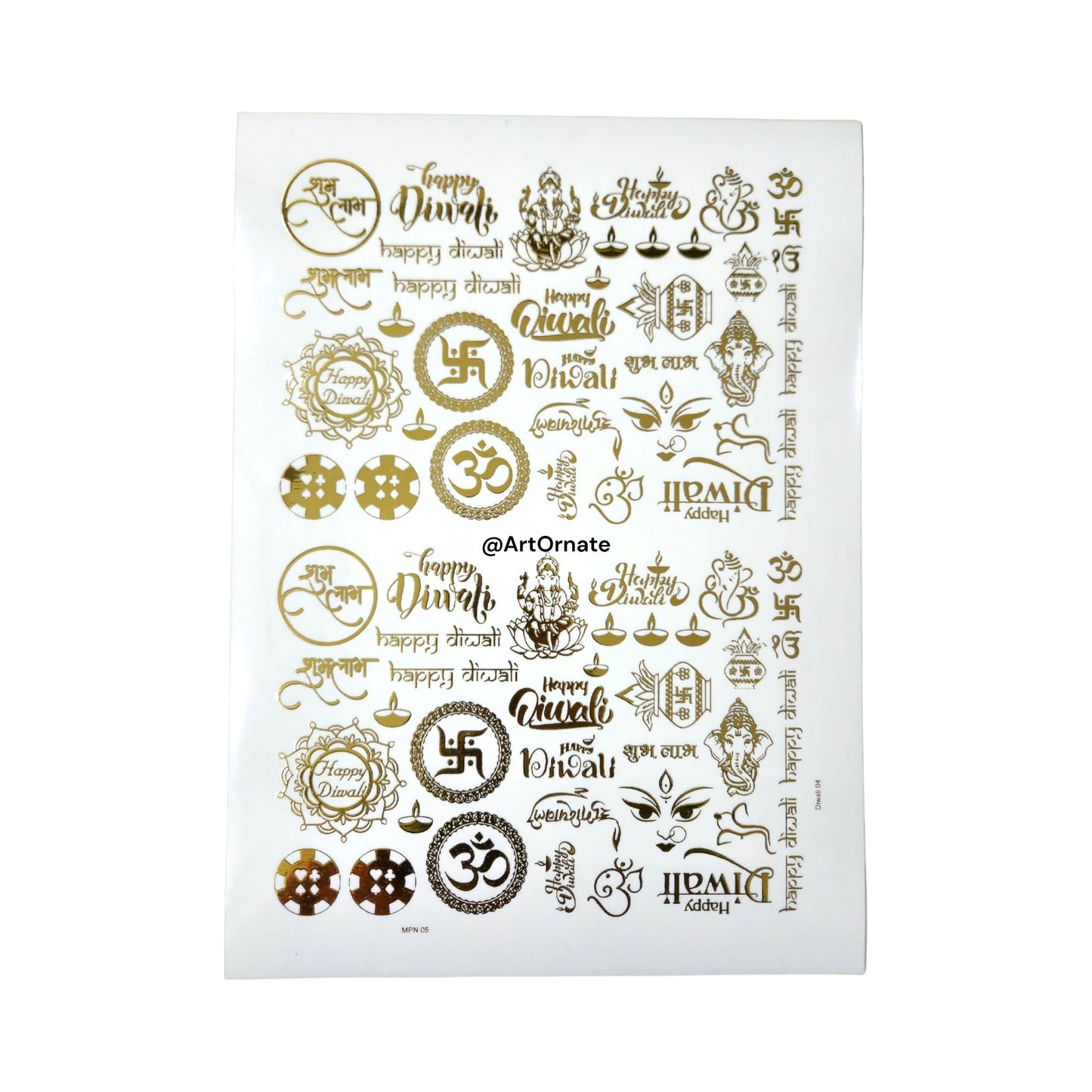 EMBOSSED GOLD METALLIC FOIL STICKER - A4 SHEET (GF09)