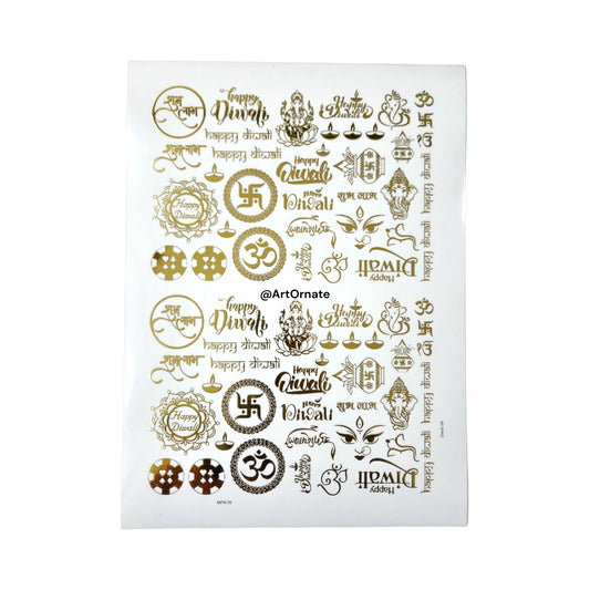 EMBOSSED GOLD METALLIC FOIL STICKER - A4 SHEET (GF09)