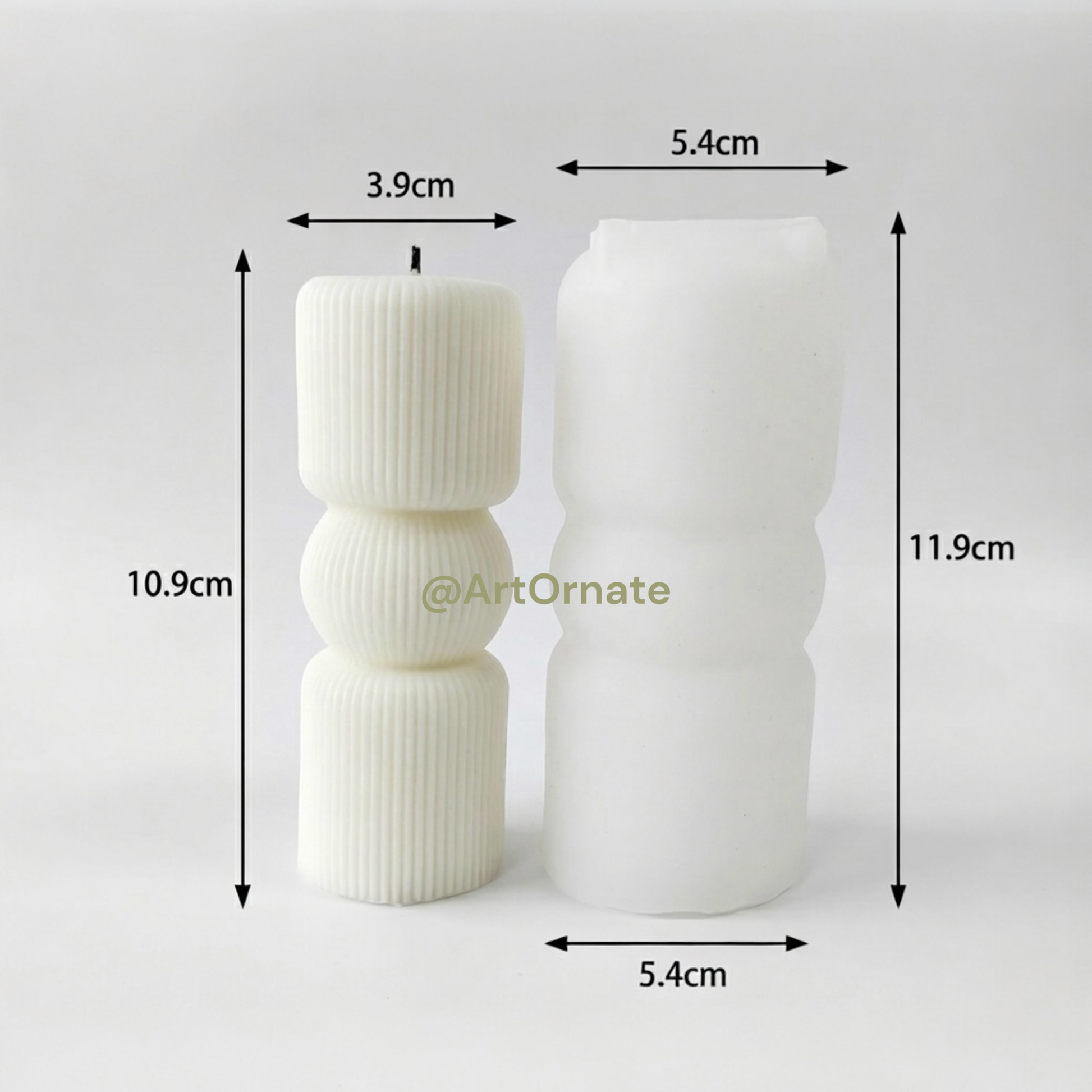 Cylinder Stripped Design Pillar Candle Making Mold
