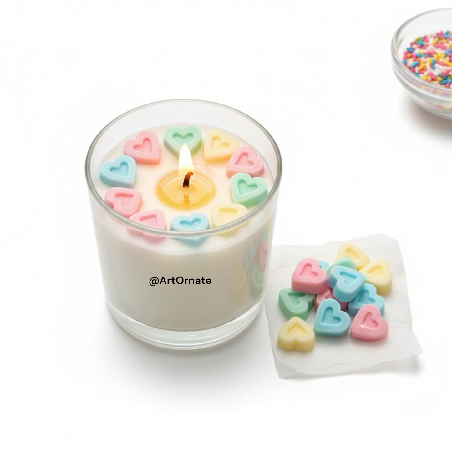 Buy decorative heart candle mould online India. High quality multi-cavity silicone for DIY soap, resin art, and textured heart wax casting