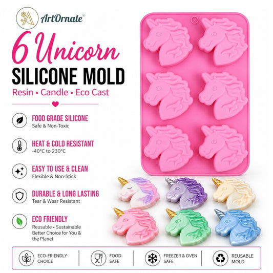 6 Unicorn Silicone Mould