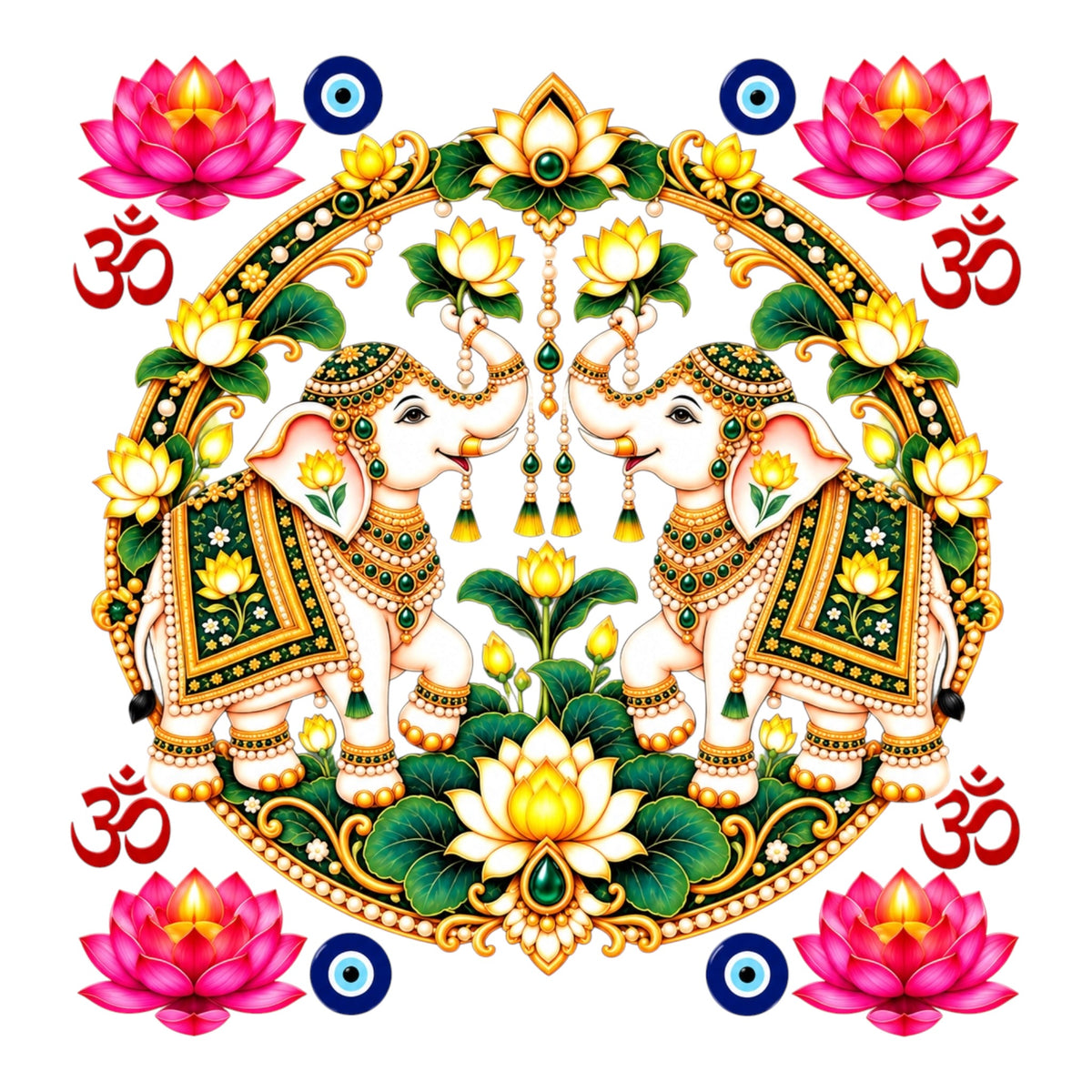 Pichwai Round UV DTF Sticker UV145 for Pooja Thali, photo frame and festive decor