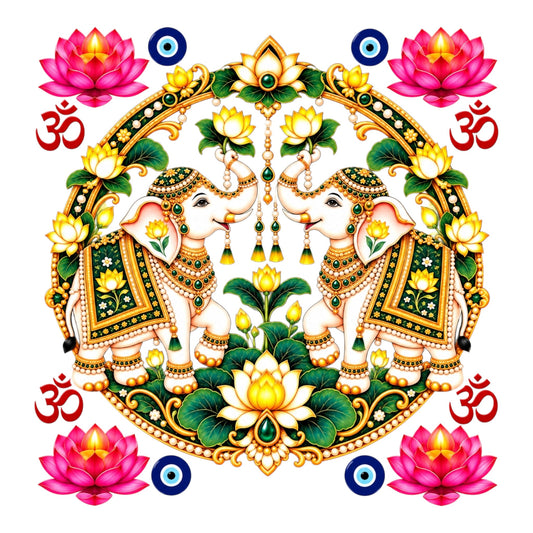 Pichwai Round UV DTF Sticker UV145 for Pooja Thali, photo frame and festive decor