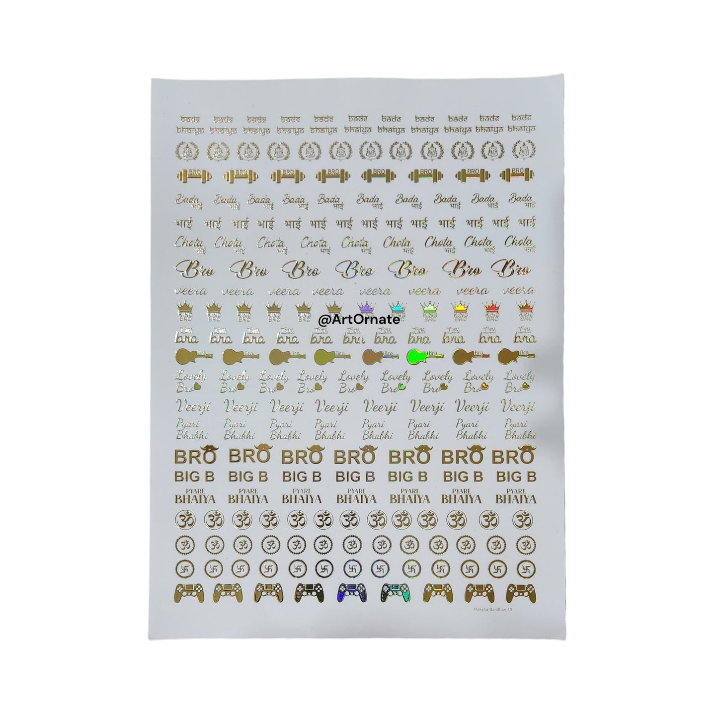 EMBOSSED GOLD HOLOGRAPHIC FOIL STICKER - A4 SHEET (HG09)