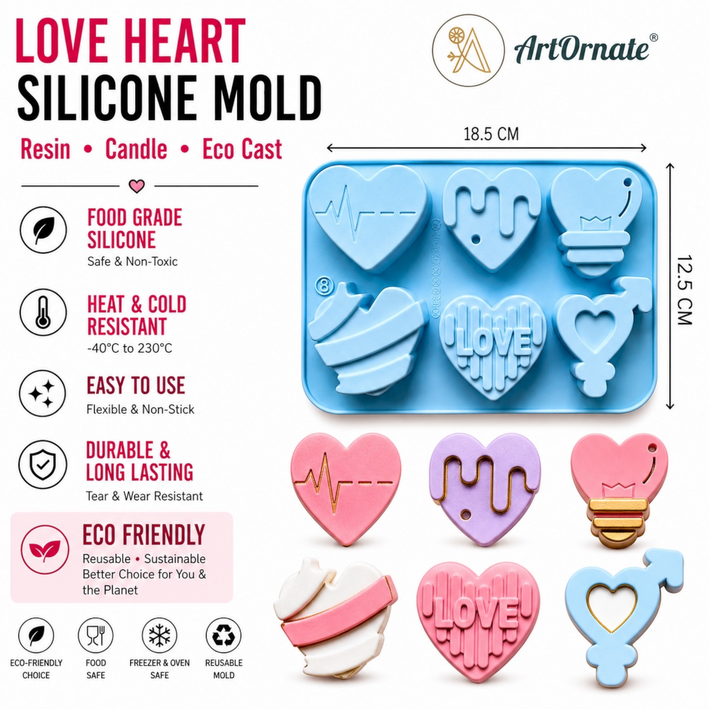 Love Heart Silicone Mould