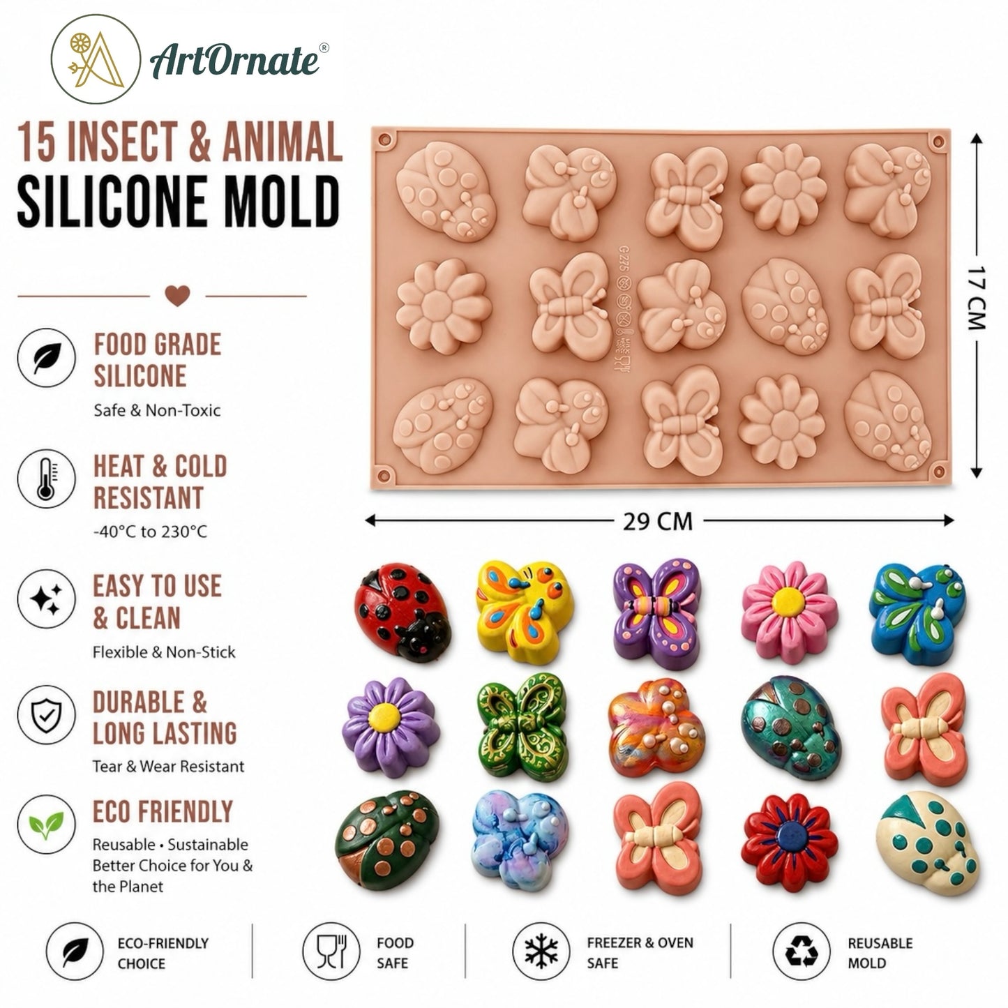 15 Insect Animals Silicone Mould