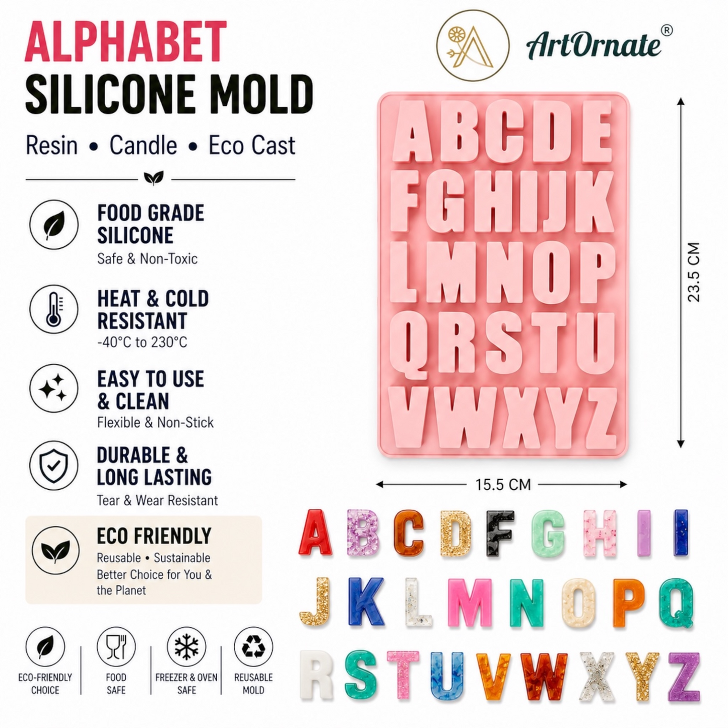 2 inch Alphabet Silicone Mould