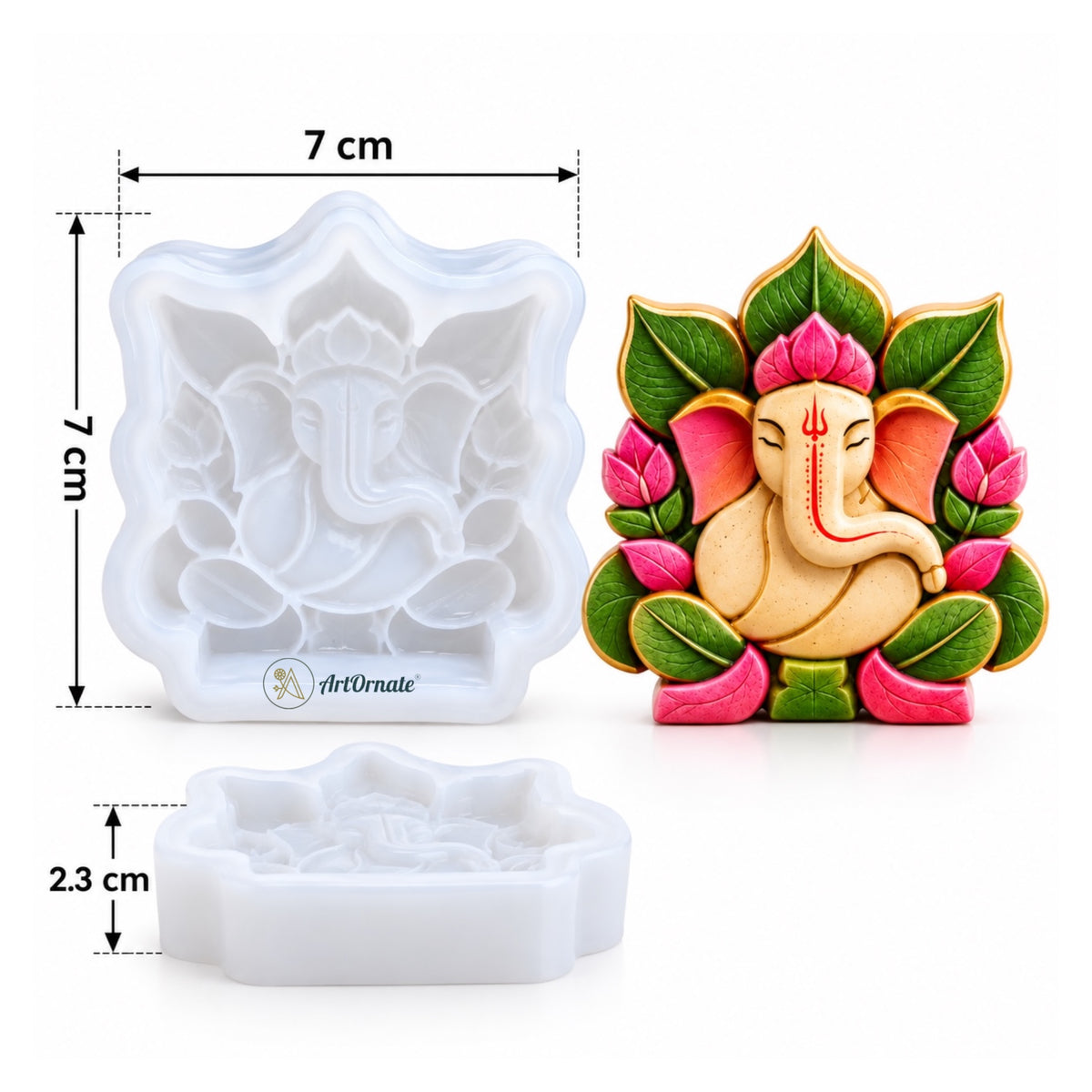 Leaf Style Lord Ganesha Silicone Mould for Ganeshji Ganpati resin and DIY décor