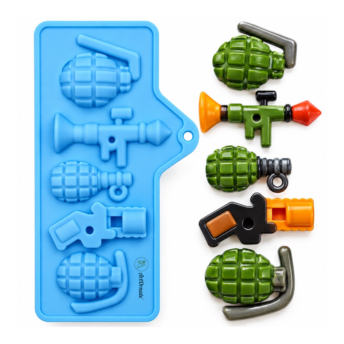 Grenade and guns silicone mould for Eco Resin kids DIY crafts by ArtOrnate