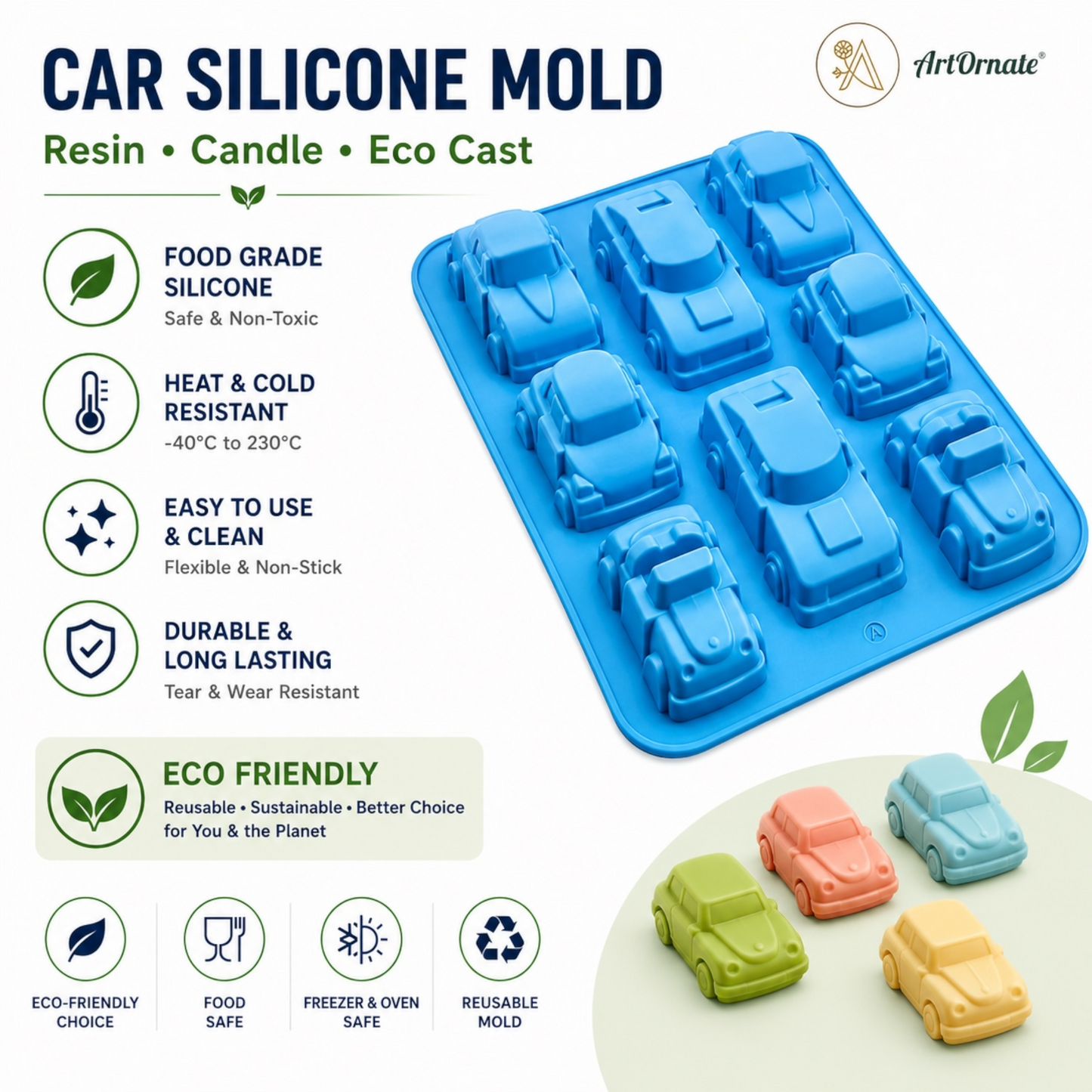 8 Cavities Car Silicone Mould