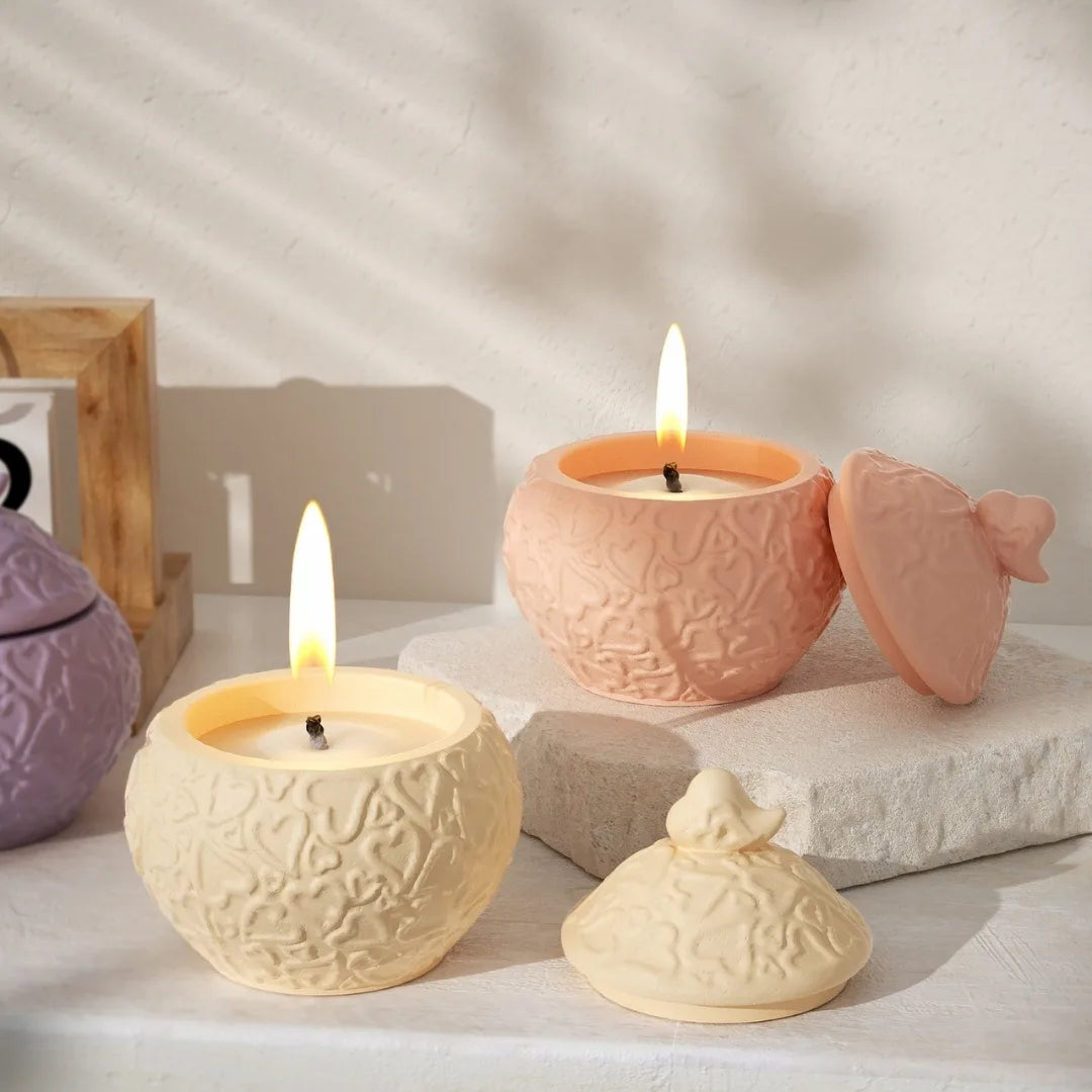 Premium heart patterned silicone mould for resin storage jar and concrete jar making, art resin and concrete compatible