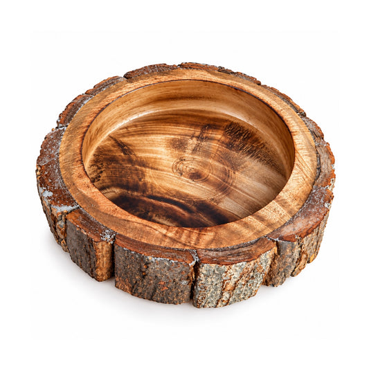 Bark Round Wooden Candle Bowl