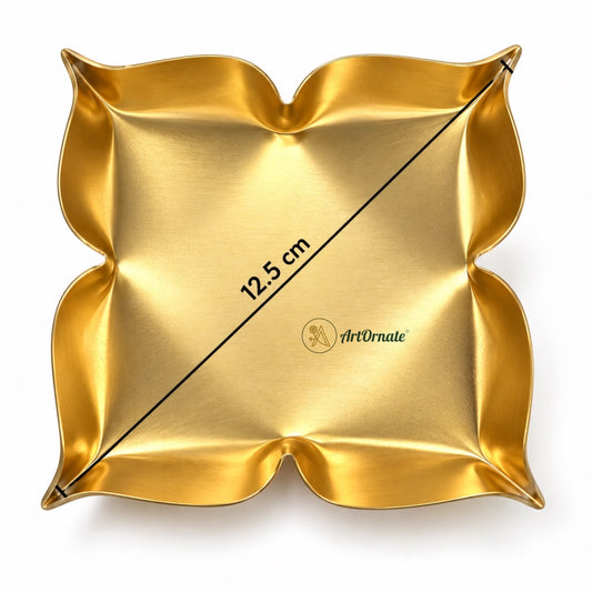 Square metal candle Urli in brass finish for candle making and decorative candle arrangements - ArtOrnate