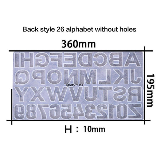 Back Pouring Alphabet Silicone Mould without holes