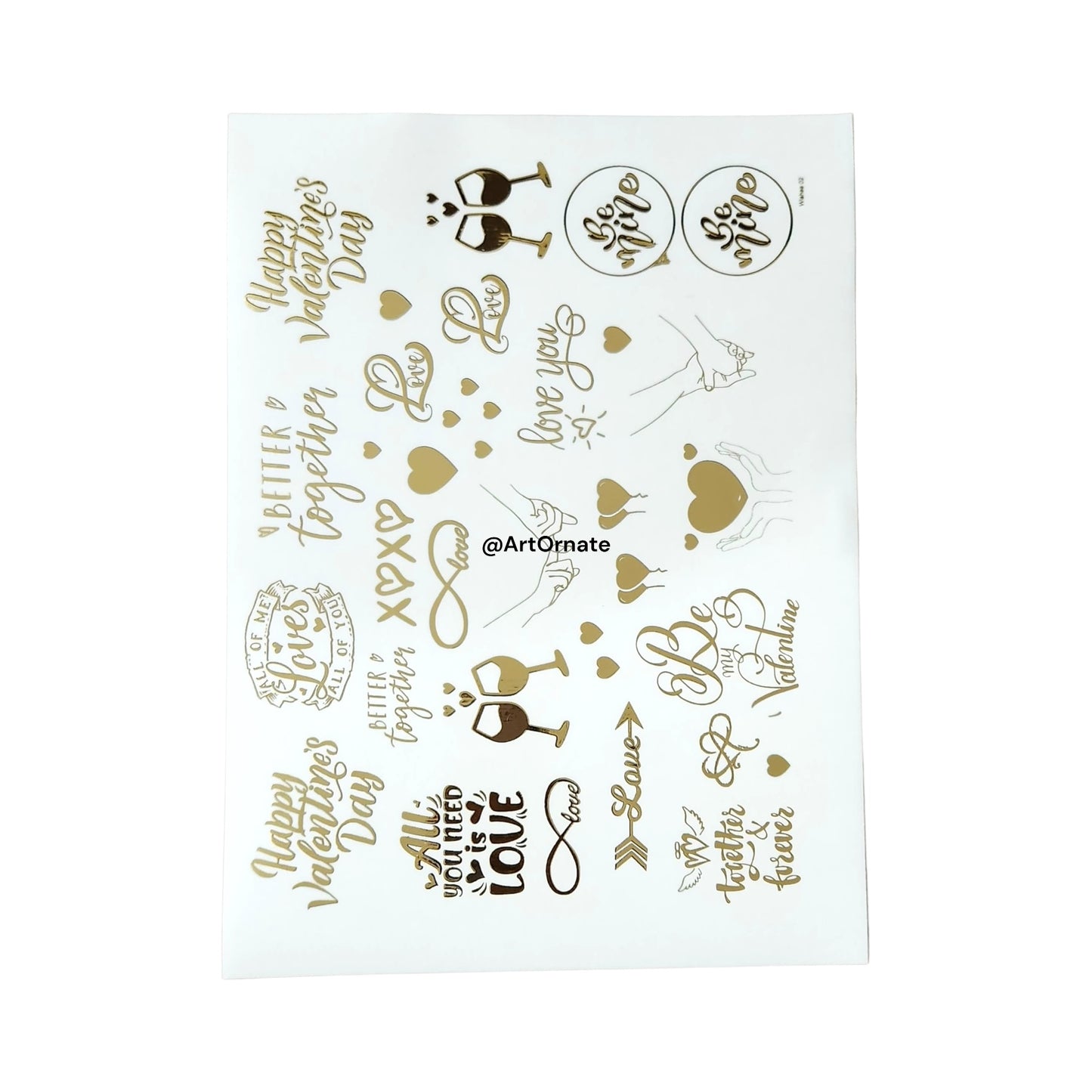 EMBOSSED GOLD METALLIC FOIL STICKER - A4 SHEET (GF21)