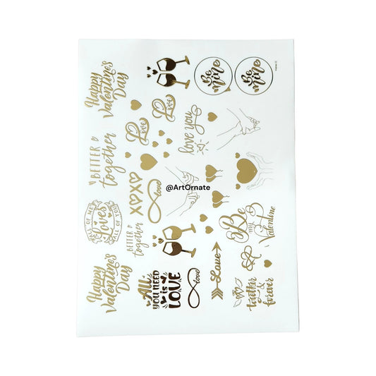 EMBOSSED GOLD METALLIC FOIL STICKER - A4 SHEET (GF21)