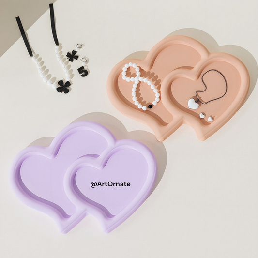 Premium double heart tray mould for resin art and concrete art projects, ideal for terrazzo trays, eco cast resin, jesmonite home decor and DIY gifting for artists across India Bangalore Gujarat Punjab