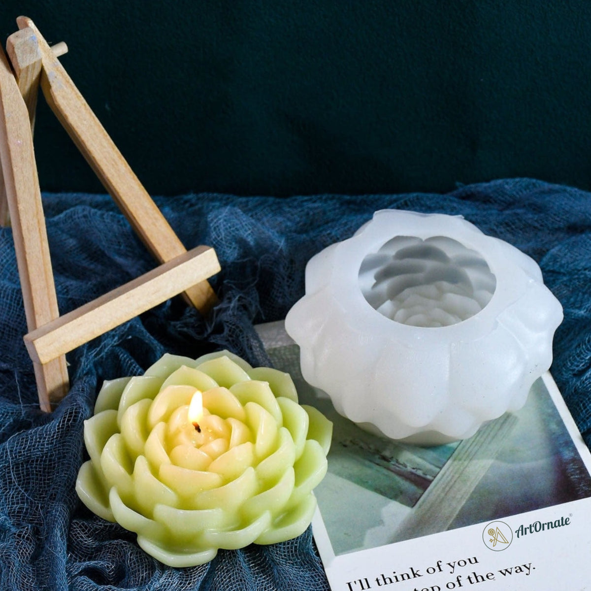 3D Lotus Candle Silicone Mould (HM0041)