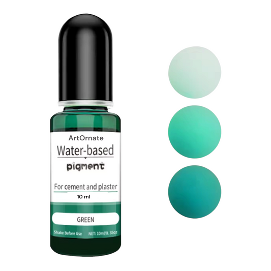 Green water-based pigment for concrete art, eco cast resin powder, and Jesmonite casting, ideal for natural earthy tones in trays, coasters, and modern décor creations by artists in India