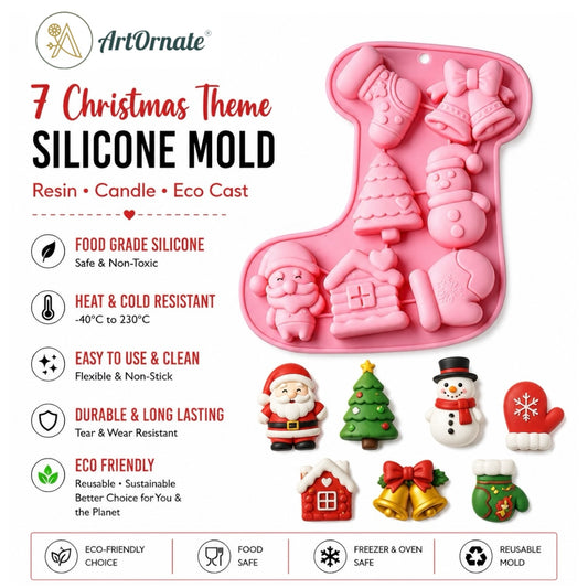 7 Christmas Theme Silicone Mould