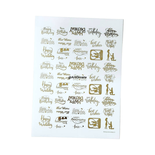 EMBOSSED GOLD METALLIC FOIL STICKER - A4 SHEET (GF17)