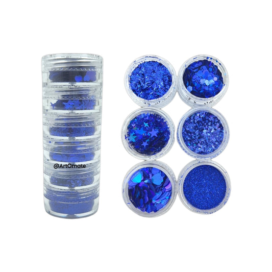 6 in 1 Glitter & Sequins - Blue