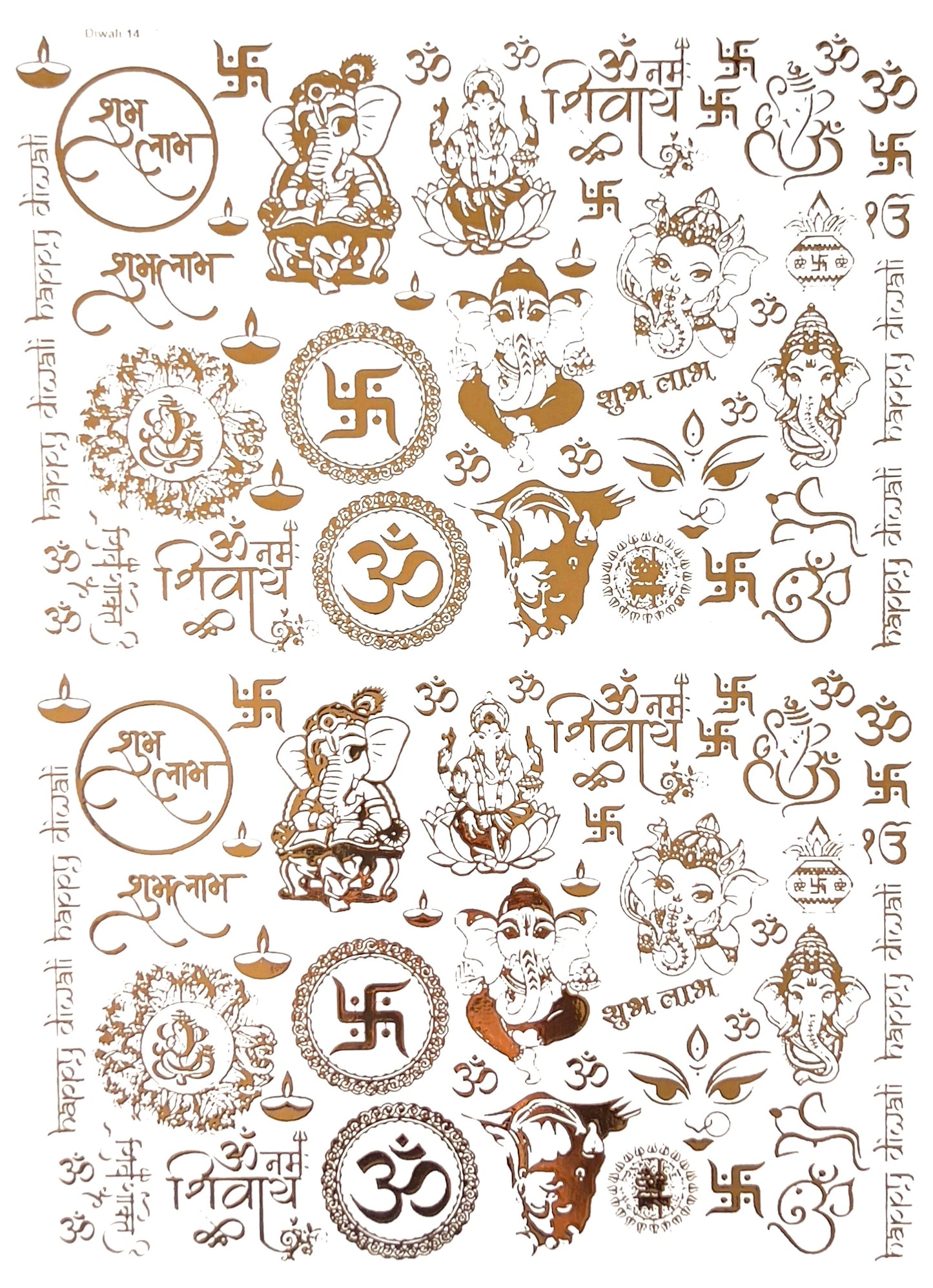 GANESHJI EMBOSSED GOLD METALLIC FOIL STICKER - A4 (GF69)