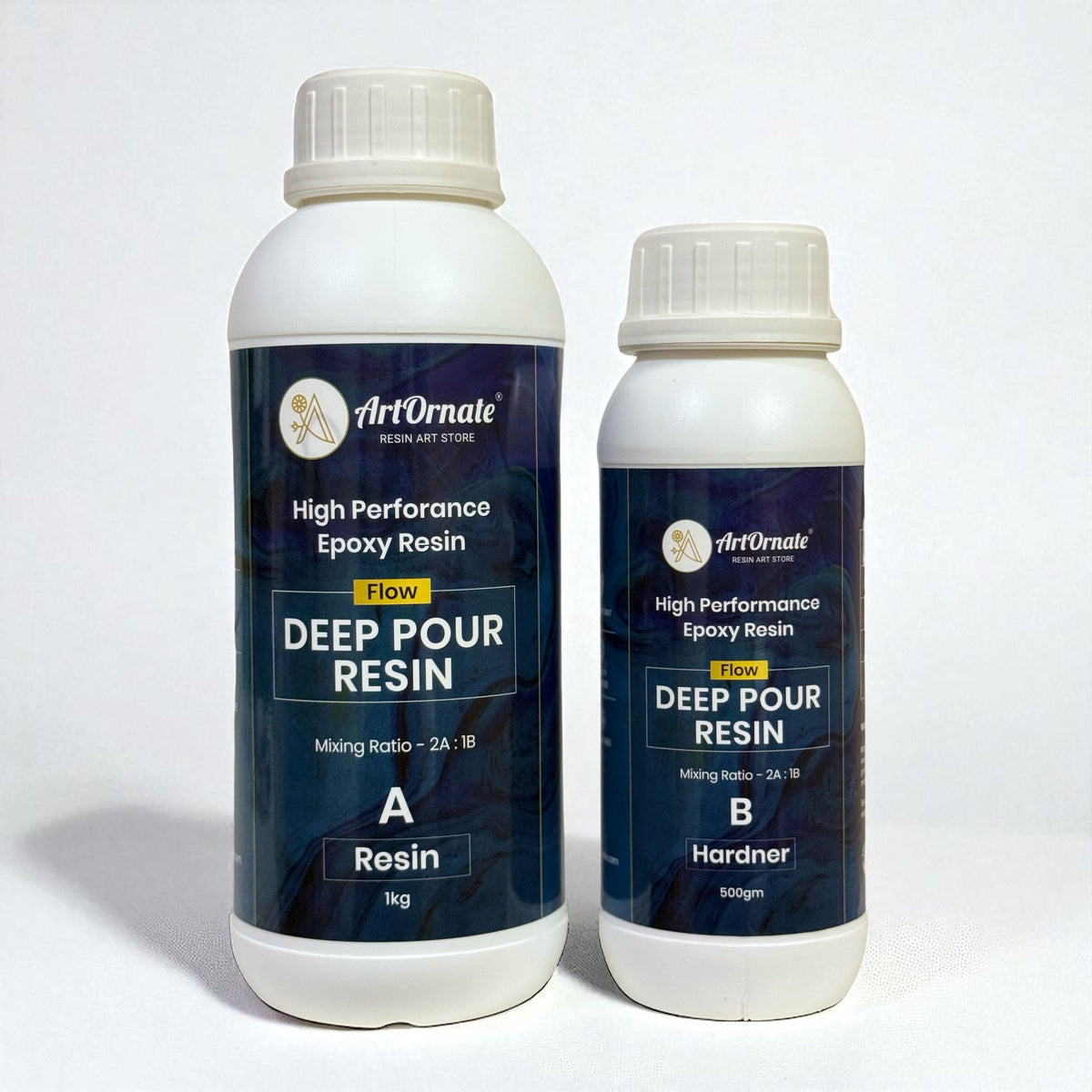 Flow Deep Pour Resin 2:1 low-viscosity deep pour epoxy resin for deep casting and resin art in India by ArtOrnate