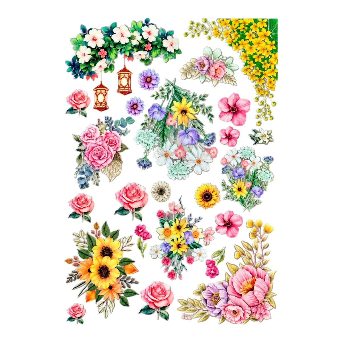 Mix Flower UV DTF Sticker (UV136) for resin art, keychains, bookmarks and DIY crafts