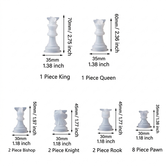 Chess Game Pieces Silicone Mould : 16 in 1 Set