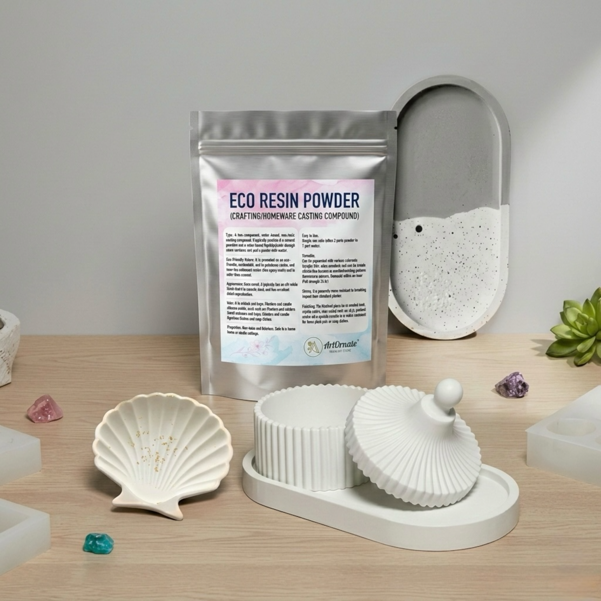 Eco resin casting powder for tray, coaster and candle jar making for resin and candle artists in Ahmedabad Gujarat India