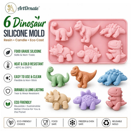 6 Dinosaur Silicone Mould