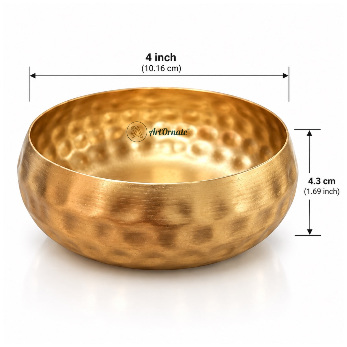 Dotted round metal candle Urli in brass finish for candle making and festive decor - ArtOrnate