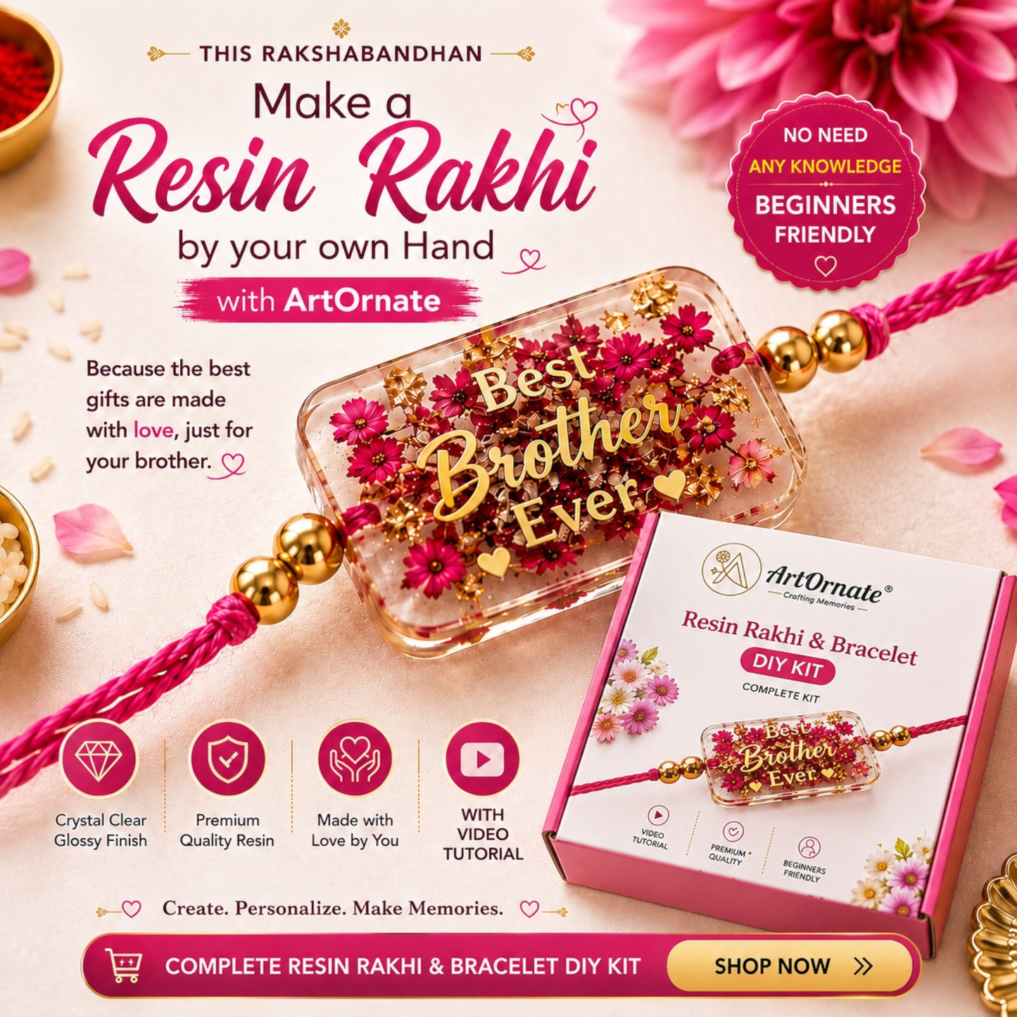 Resin Rakhi & Bracelet DIY Kit with Tutorial
