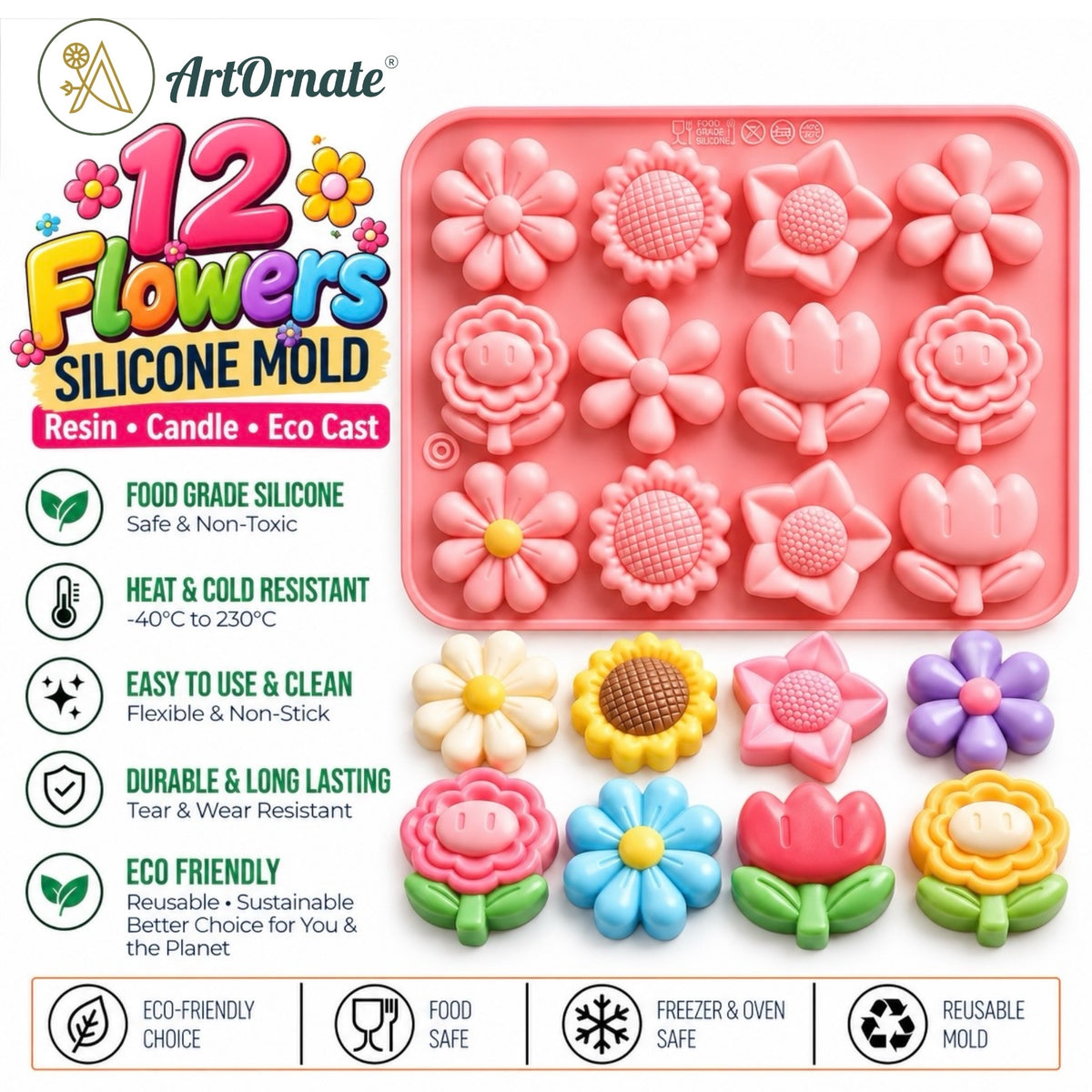 12 Flower Silicone Mould