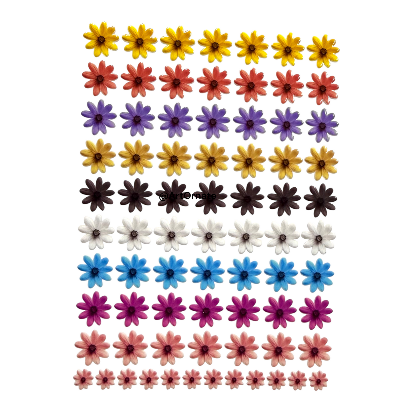 Botanical UV DTF flower stickers for resin surface decoration, perfect for epoxy art, candle containers and DIY craft projects in India