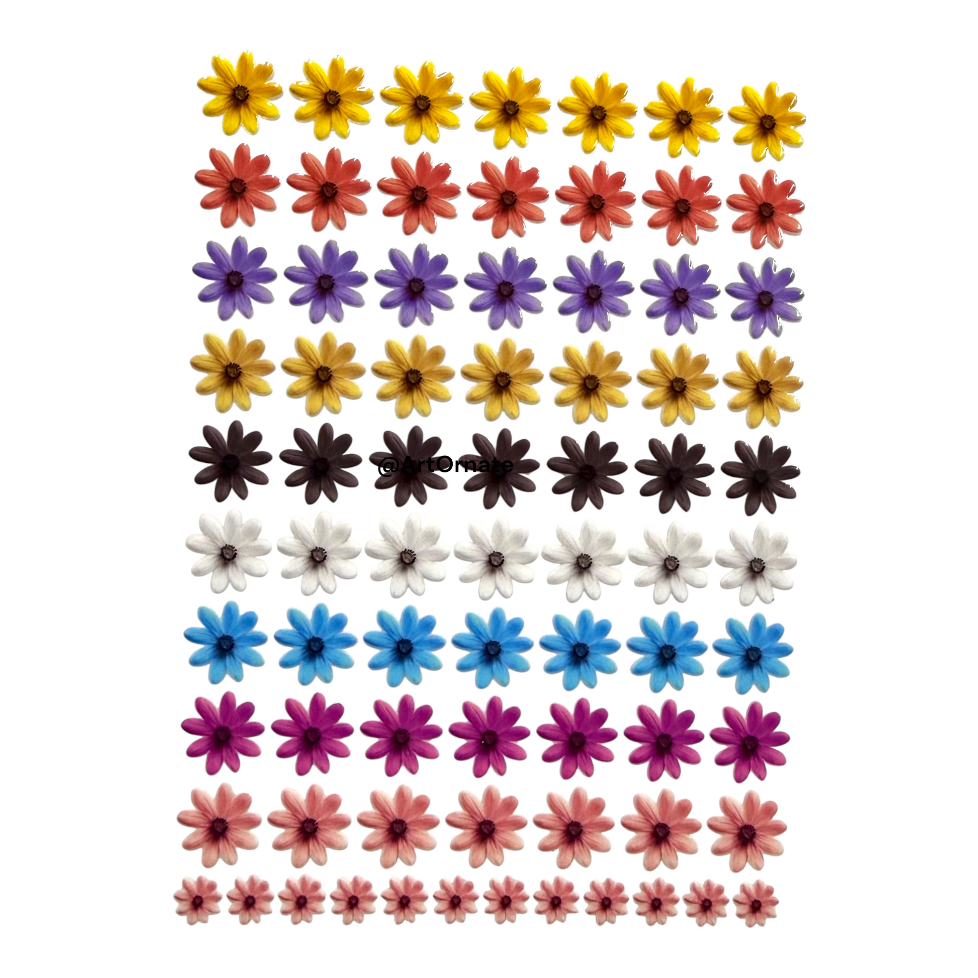 Botanical UV DTF flower stickers for resin surface decoration, perfect for epoxy art, candle containers and DIY craft projects in India