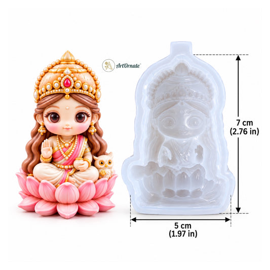 3D Lakshmiji Silicone Mould for Goddess Lakshmi idols, resin art and festive décor