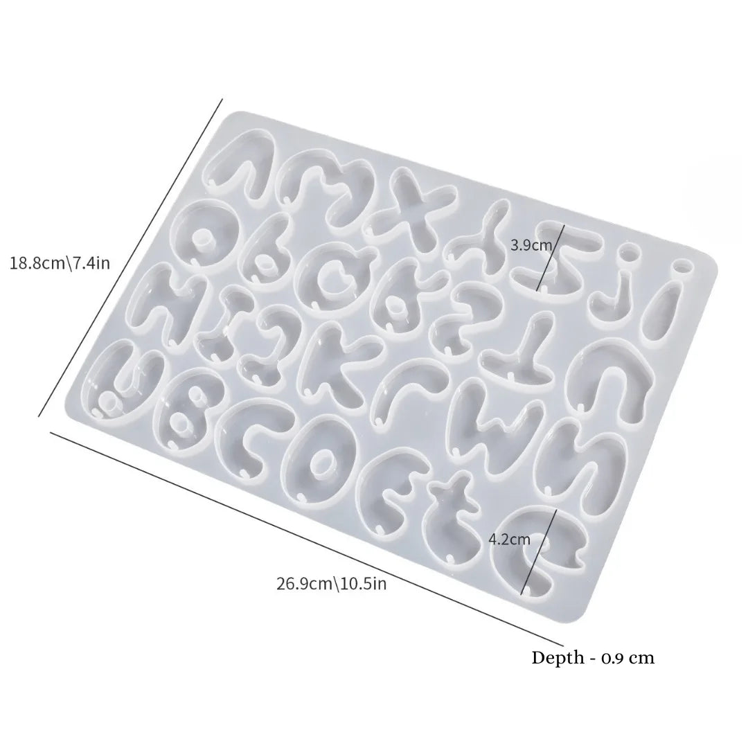 Bubble shape alphabet silicone mould for resin art, epoxy resin letter mould for handmade name and word creations in India