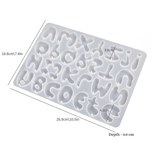 Bubble shape alphabet silicone mould for resin art, epoxy resin letter mould for handmade name and word creations in India