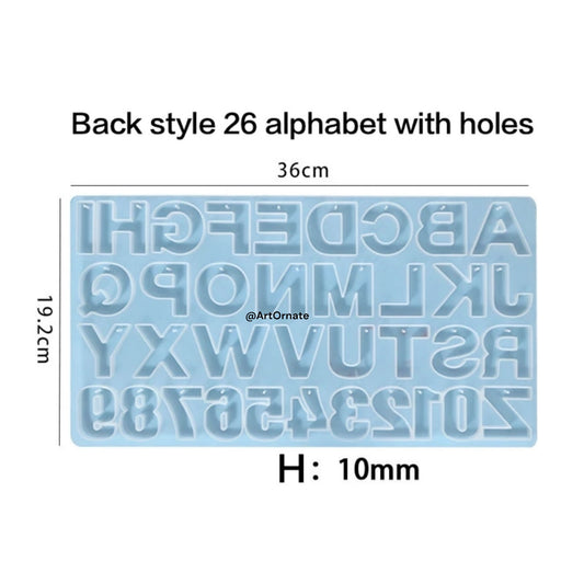 Back Pouring Alphabet Silicone Mould with holes