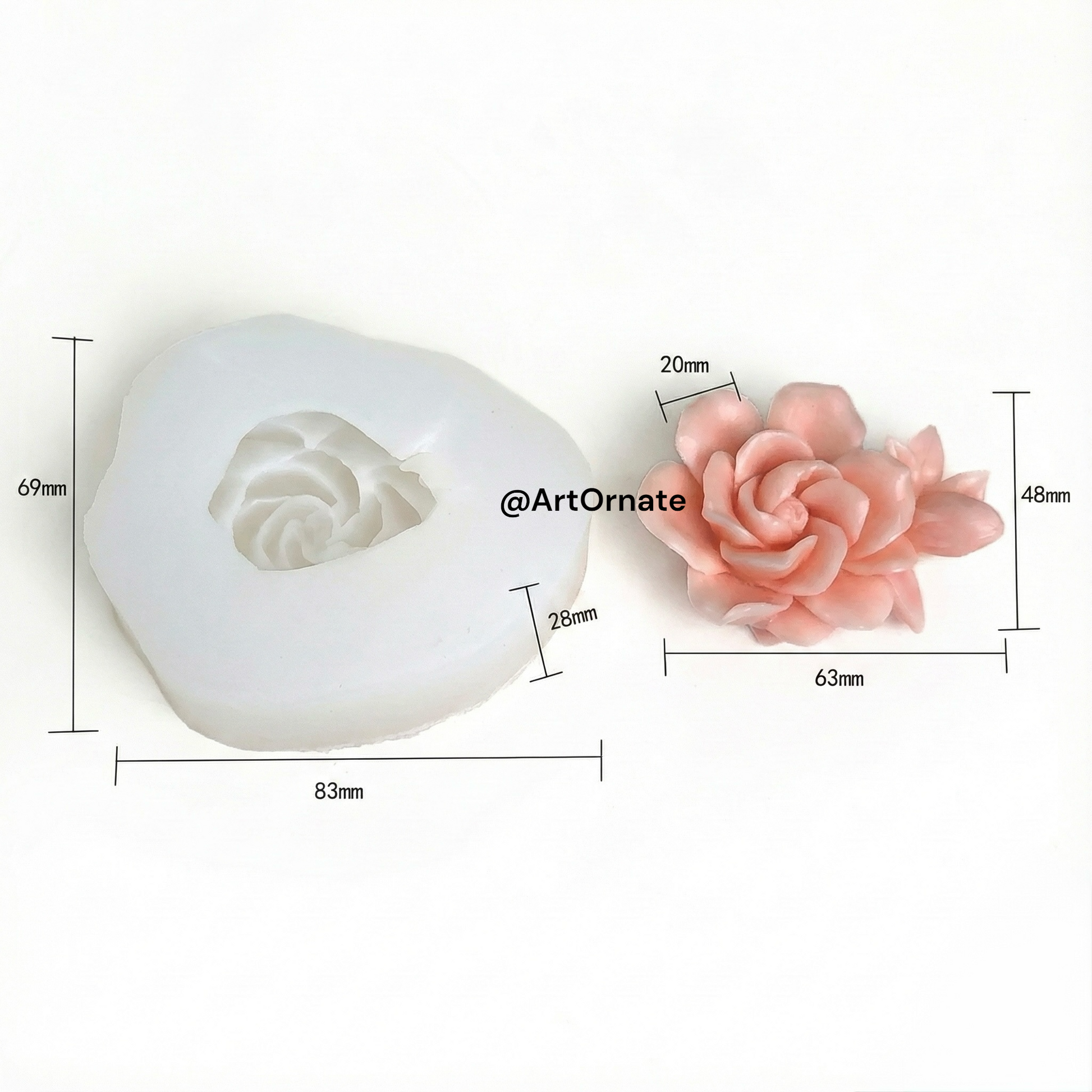 Rose flower candle silicone mould for handmade candle making, premium flexible mould used by professional candle artists in India