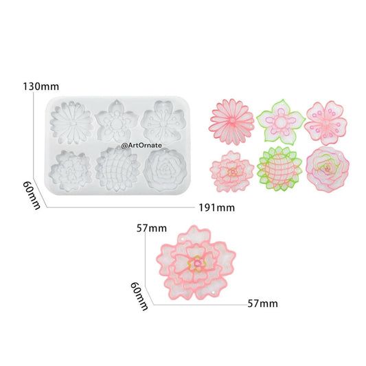 6 Cavity Flower Silicone Mould