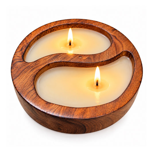 Yin Yang Wooden Candle Bowl