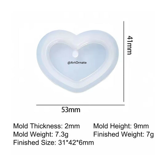 Peach Heart Pendant / Keychain Silicone Mould (SM0963)