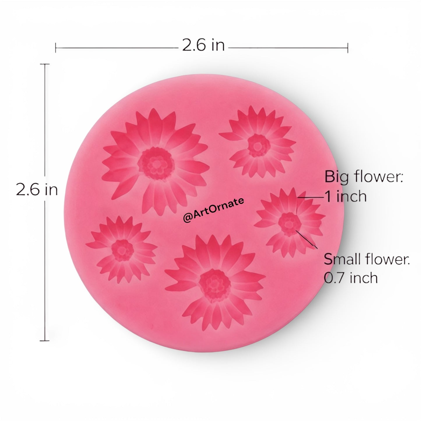 Five cavity daisy candle silicone mould for creating floral candles and resin décor, ideal for scented wax, colour dyes, embellishments and handmade craft projects across India