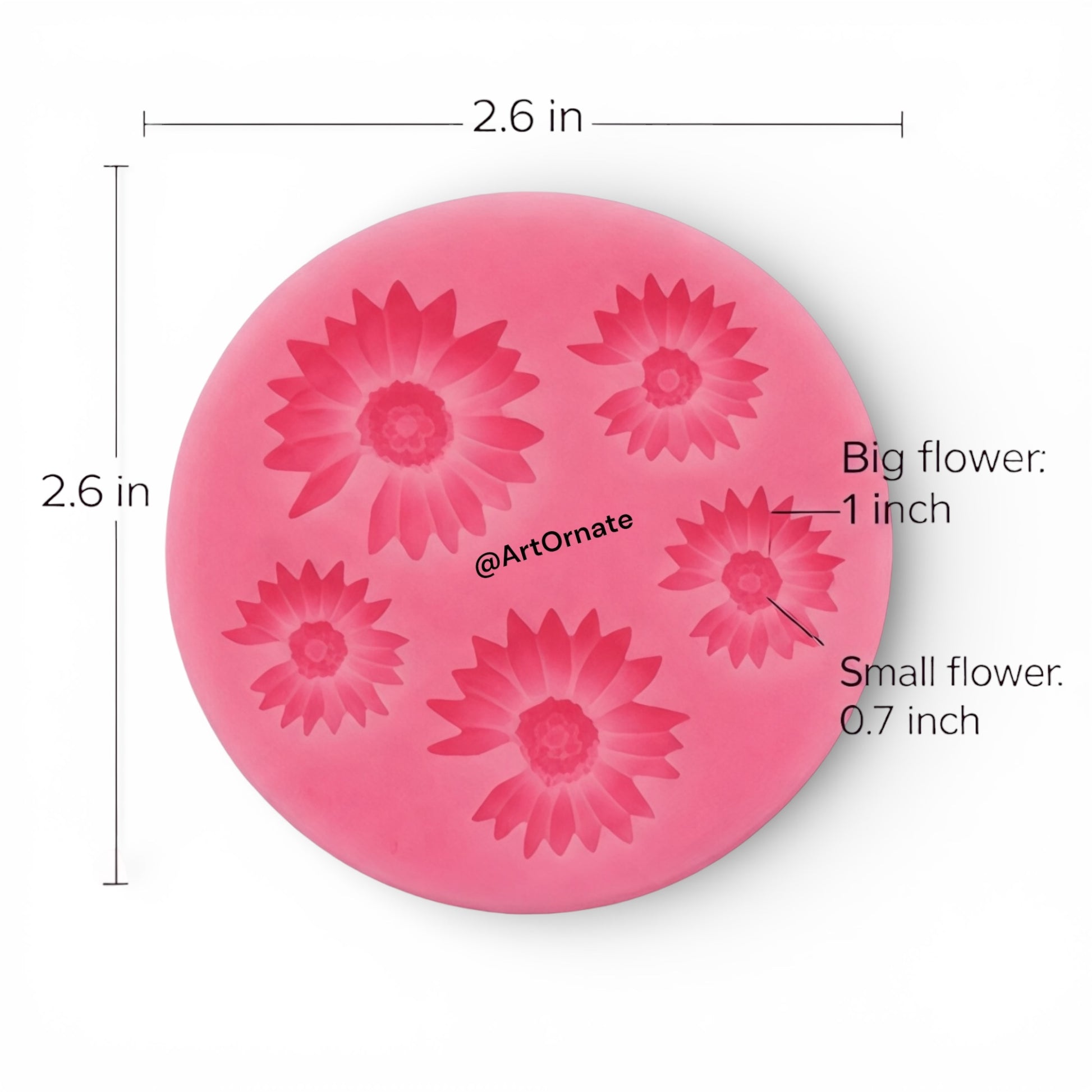 Five cavity daisy candle silicone mould for creating floral candles and resin décor, ideal for scented wax, colour dyes, embellishments and handmade craft projects across India