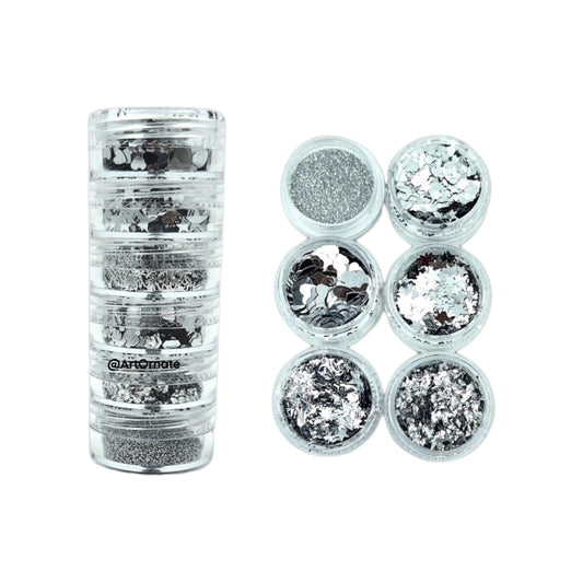 6 in 1 Glitter & Chunks - Silver