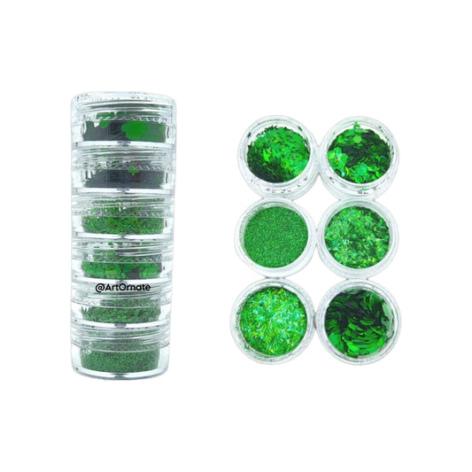6 in 1 Glitter & Chunks - Green
